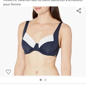 Panache Navy and White Bikini Top